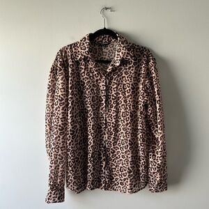 Lobo Rosa leopard print long sleeve button front top
